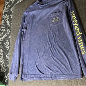 Vineyard Vines Heathered Blue Long Sleeve Tee with Lime Logo